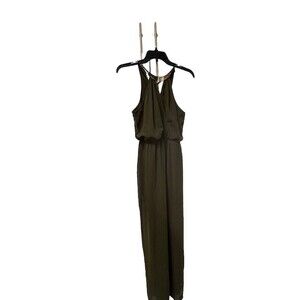 Arden B Sleeveless Halter Maxi Mini Dress Sheer Olive Green Women's Sz XS